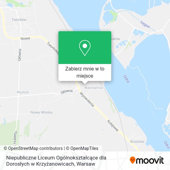 Mapa Niepubliczne Liceum Ogólnokształcące dla Dorosłych w Krzyżanowicach