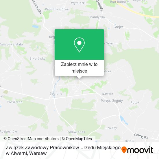 Mapa Związek Zawodowy Pracowników Urzędu Miejskiego w Alwerni