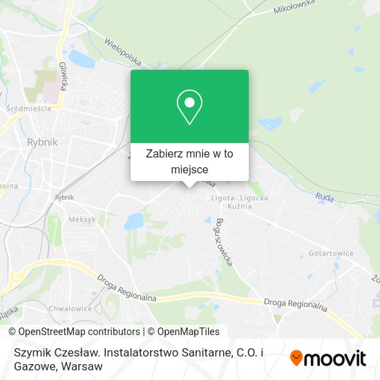 Mapa Szymik Czesław. Instalatorstwo Sanitarne, C.O. i Gazowe