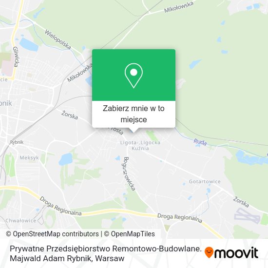 Mapa Prywatne Przedsiębiorstwo Remontowo-Budowlane. Majwald Adam Rybnik