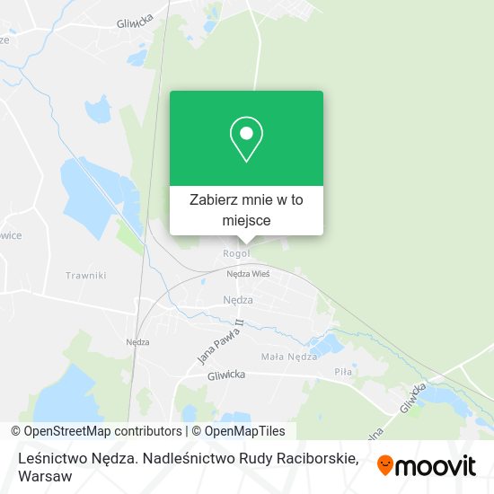 Mapa Leśnictwo Nędza. Nadleśnictwo Rudy Raciborskie