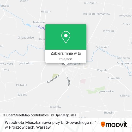 Mapa Wspólnota Mieszkaniowa przy Ul Głowackiego nr 1 w Proszowicach