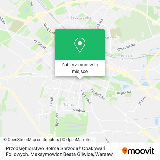 Mapa Przedsiębiorstwo Belma Sprzedaż Opakowań Foliowych. Maksymowicz Beata Gliwice