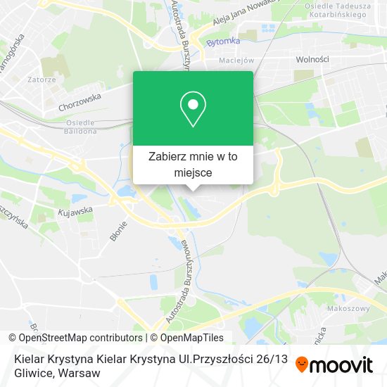 Mapa Kielar Krystyna Kielar Krystyna Ul.Przyszłości 26 / 13 Gliwice