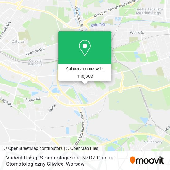 Mapa Vadent Usługi Stomatologiczne. NZOZ Gabinet Stomatologiczny Gliwice