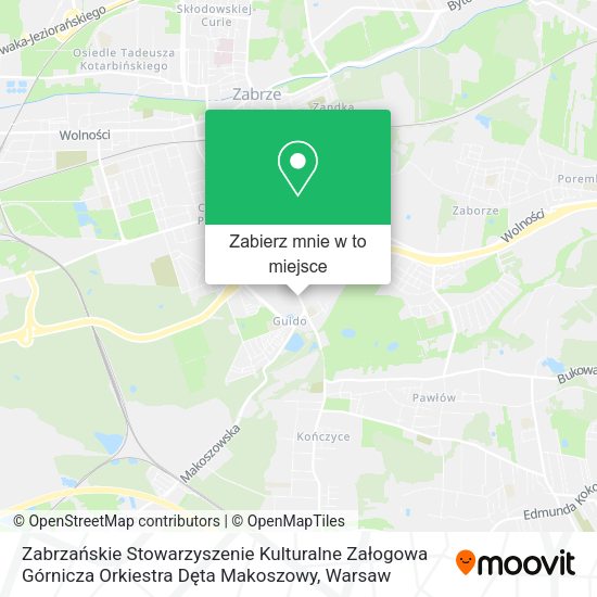 Mapa Zabrzańskie Stowarzyszenie Kulturalne Załogowa Górnicza Orkiestra Dęta Makoszowy