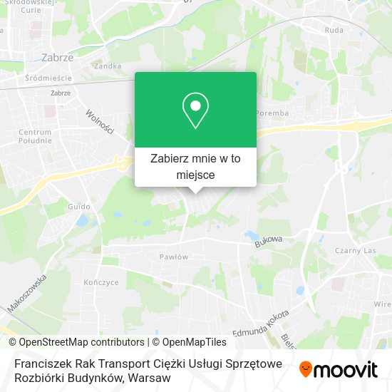 Mapa Franciszek Rak Transport Ciężki Usługi Sprzętowe Rozbiórki Budynków
