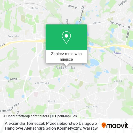 Mapa Aleksandra Tomeczek Przedsiebiorstwo Uslugowo Handlowe Aleksandra Salon Kosmetyczny