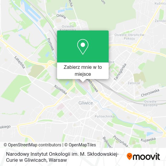 Mapa Narodowy Instytut Onkologii im. M. Skłodowskiej-Curie w Gliwicach