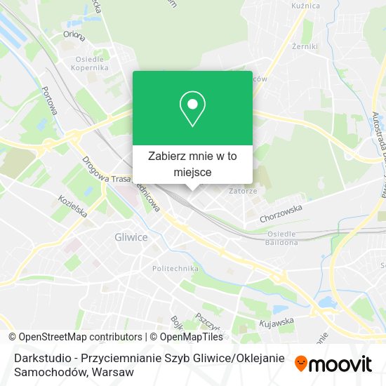 Mapa Darkstudio - Przyciemnianie Szyb Gliwice / Oklejanie Samochodów