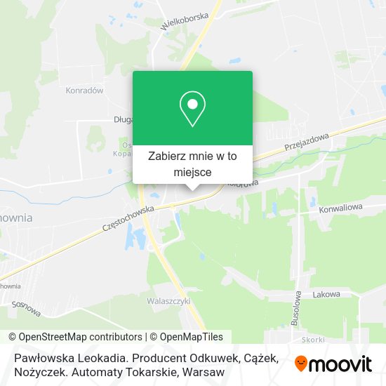 Mapa Pawłowska Leokadia. Producent Odkuwek, Cążek, Nożyczek. Automaty Tokarskie