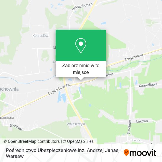 Mapa Pośrednictwo Ubezpieczeniowe inż. Andrzej Janas