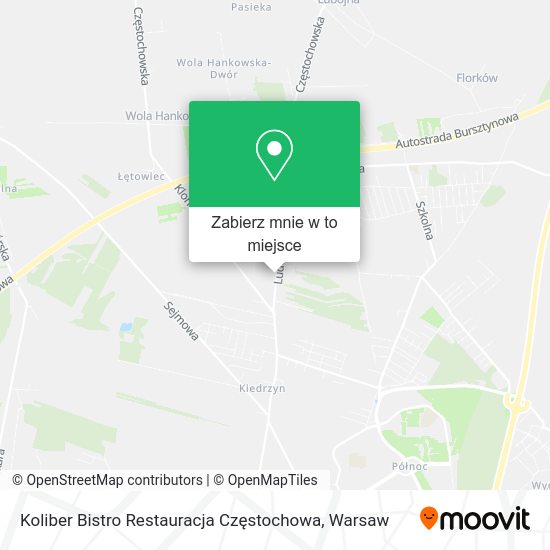 Mapa Koliber Bistro Restauracja Częstochowa