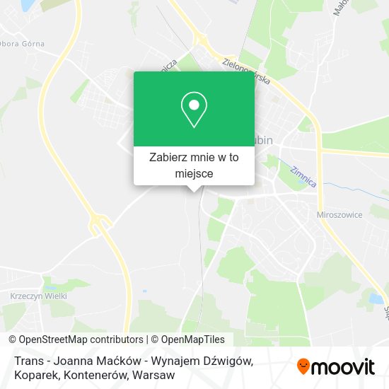 Mapa Trans - Joanna Maćków - Wynajem Dźwigów, Koparek, Kontenerów