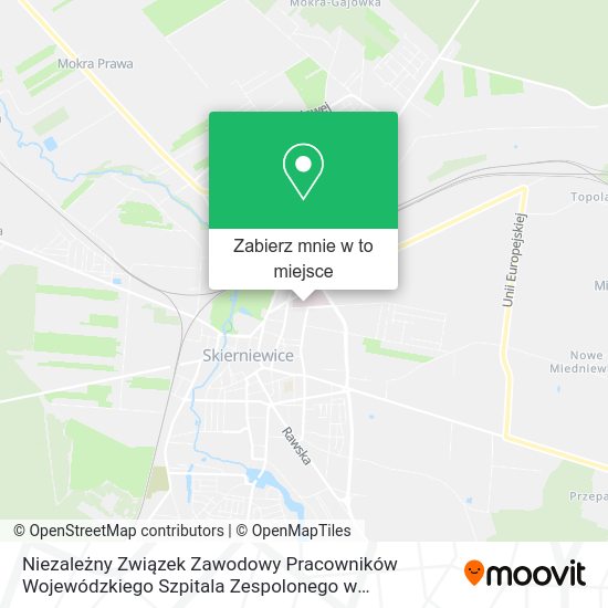 Mapa Niezależny Związek Zawodowy Pracowników Wojewódzkiego Szpitala Zespolonego w Skierniewicach