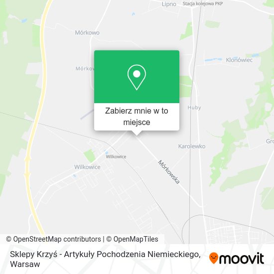 Mapa Sklepy Krzyś - Artykuły Pochodzenia Niemieckiego