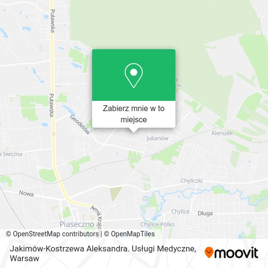 Mapa Jakimów-Kostrzewa Aleksandra. Usługi Medyczne