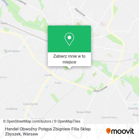 Mapa Handel Obwoźny Potępa Zbigniew Filia Sklep Zbyszek