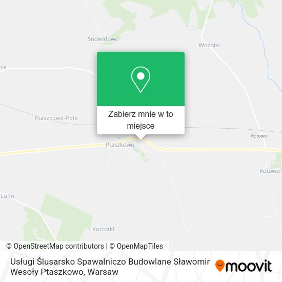 Mapa Usługi Ślusarsko Spawalniczo Budowlane Sławomir Wesoły Ptaszkowo