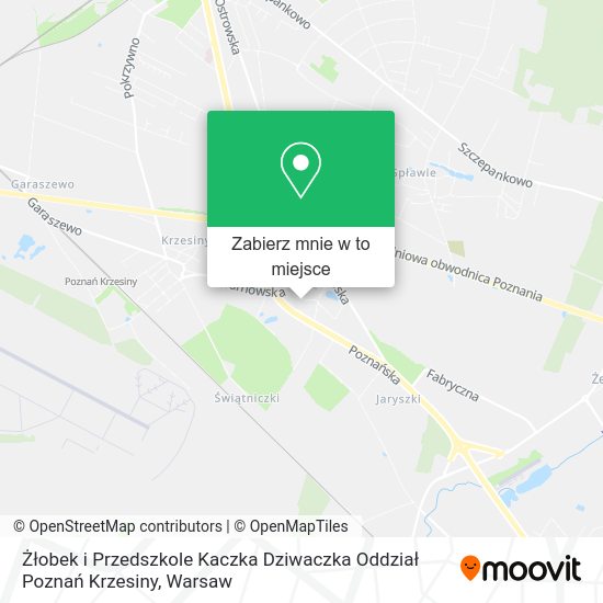 Mapa Żłobek i Przedszkole Kaczka Dziwaczka Oddział Poznań Krzesiny