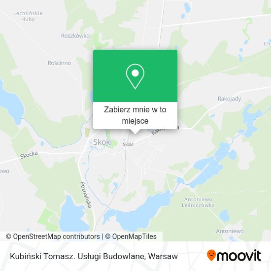 Mapa Kubiński Tomasz. Usługi Budowlane