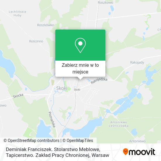 Mapa Deminiak Franciszek. Stolarstwo Meblowe, Tapicerstwo. Zakład Pracy Chronionej