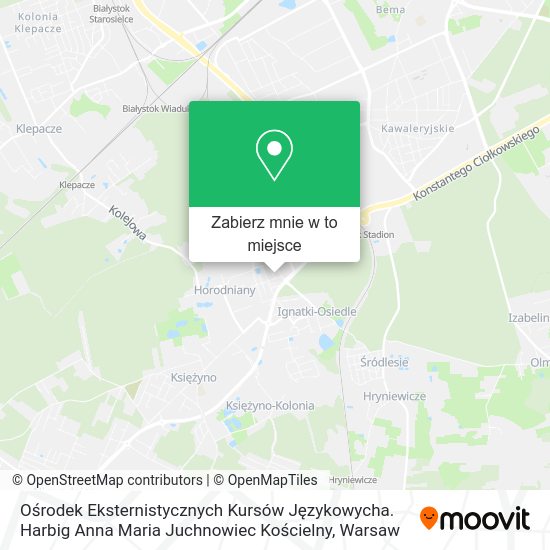 Mapa Ośrodek Eksternistycznych Kursów Językowycha. Harbig Anna Maria Juchnowiec Kościelny