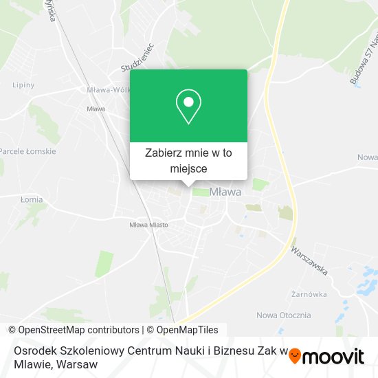 Mapa Osrodek Szkoleniowy Centrum Nauki i Biznesu Zak w Mlawie