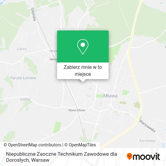 Mapa Niepubliczne Zaoczne Technikum Zawodowe dla Dorosłych