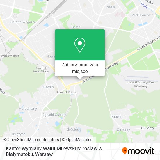 Mapa Kantor Wymiany Walut Milewski Mirosław w Białymstoku