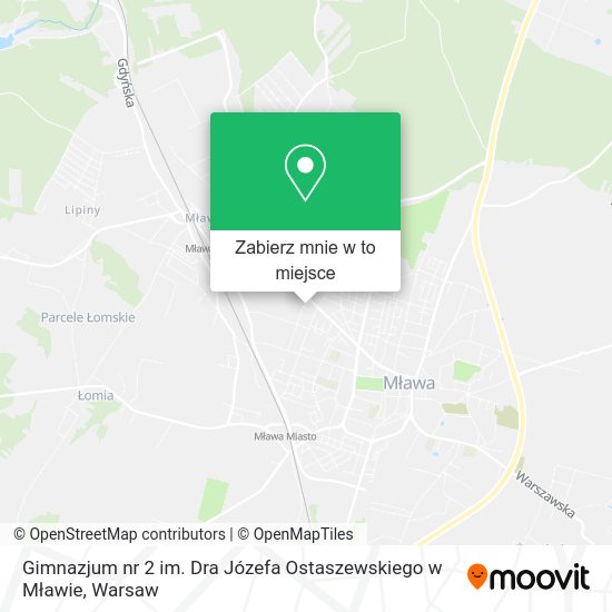 Mapa Gimnazjum nr 2 im. Dra Józefa Ostaszewskiego w Mławie