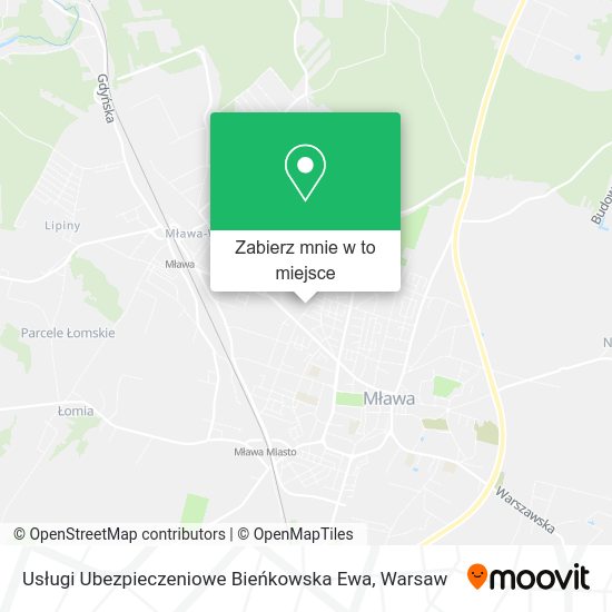 Mapa Usługi Ubezpieczeniowe Bieńkowska Ewa