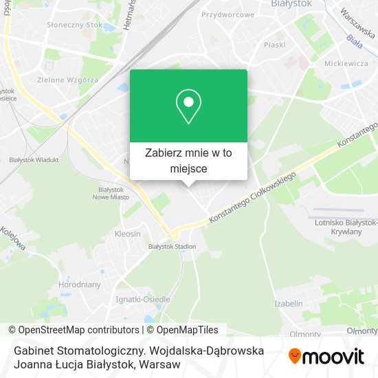 Mapa Gabinet Stomatologiczny. Wojdalska-Dąbrowska Joanna Łucja Białystok