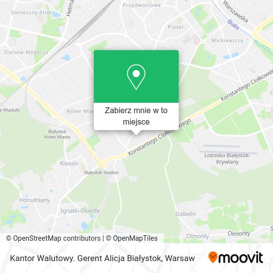 Mapa Kantor Walutowy. Gerent Alicja Białystok