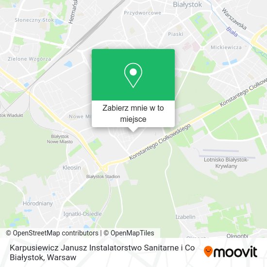 Mapa Karpusiewicz Janusz Instalatorstwo Sanitarne i Co Białystok