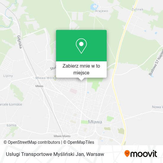 Mapa Usługi Transportowe Myśliński Jan