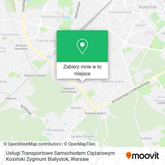 Mapa Usługi Transportowe Samochodem Ciężarowym Kosiński Zygmunt Białystok