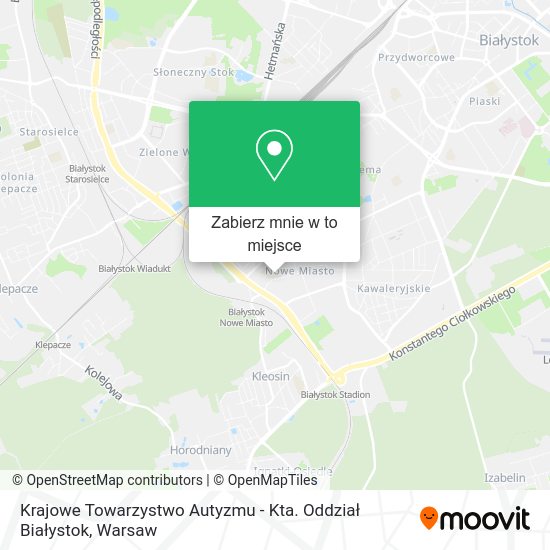 Mapa Krajowe Towarzystwo Autyzmu - Kta. Oddział Białystok