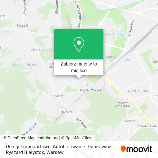 Mapa Usługi Transportowe, Autoholowanie. Daniłowicz Ryszard Białystok