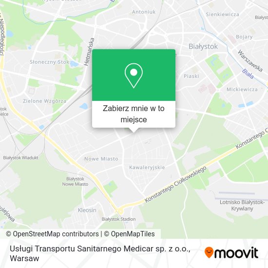 Mapa Usługi Transportu Sanitarnego Medicar sp. z o.o.