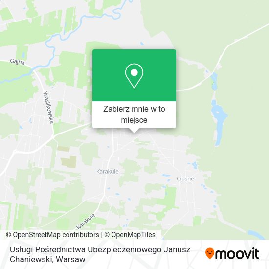 Mapa Usługi Pośrednictwa Ubezpieczeniowego Janusz Chaniewski