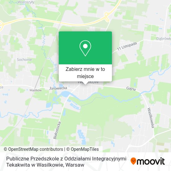 Mapa Publiczne Przedszkole z Oddziałami Integracyjnymi Tekakwita w Wasilkowie