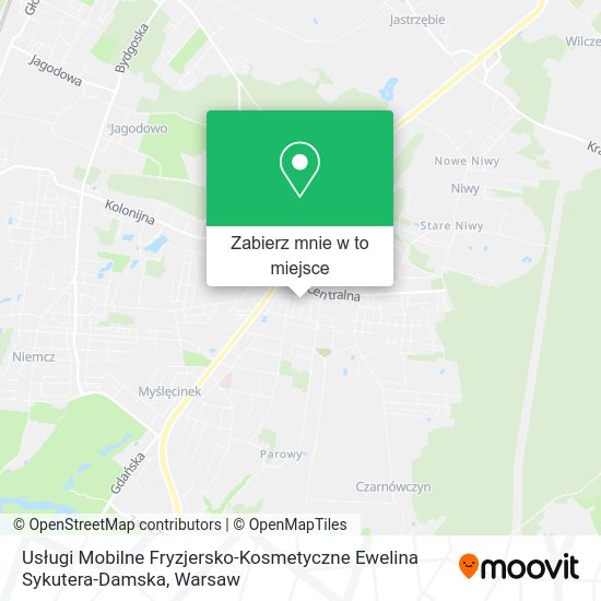 Mapa Usługi Mobilne Fryzjersko-Kosmetyczne Ewelina Sykutera-Damska