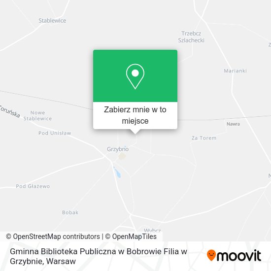 Mapa Gminna Biblioteka Publiczna w Bobrowie Filia w Grzybnie