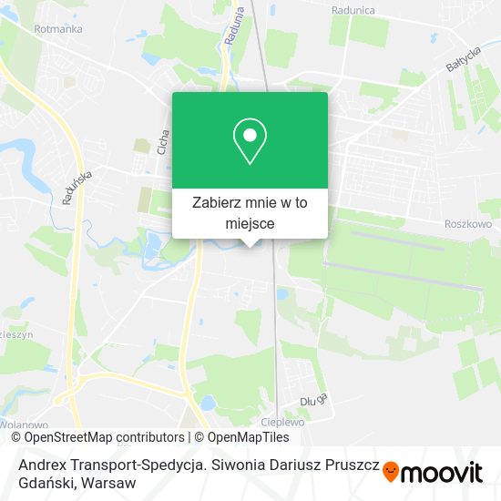 Mapa Andrex Transport-Spedycja. Siwonia Dariusz Pruszcz Gdański