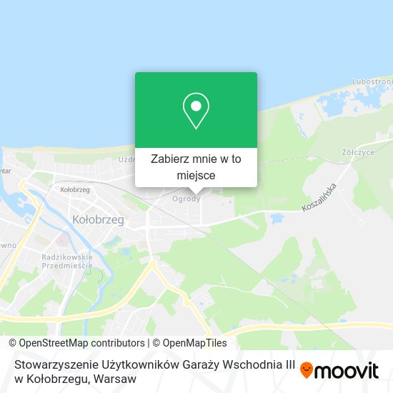 Mapa Stowarzyszenie Użytkowników Garaży Wschodnia III w Kołobrzegu