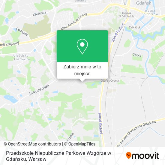 Mapa Przedszkole Niepubliczne Parkowe Wzgórze w Gdańsku