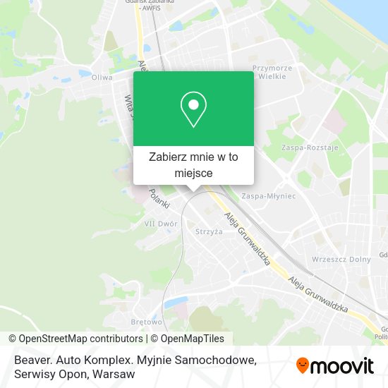 Mapa Beaver. Auto Komplex. Myjnie Samochodowe, Serwisy Opon