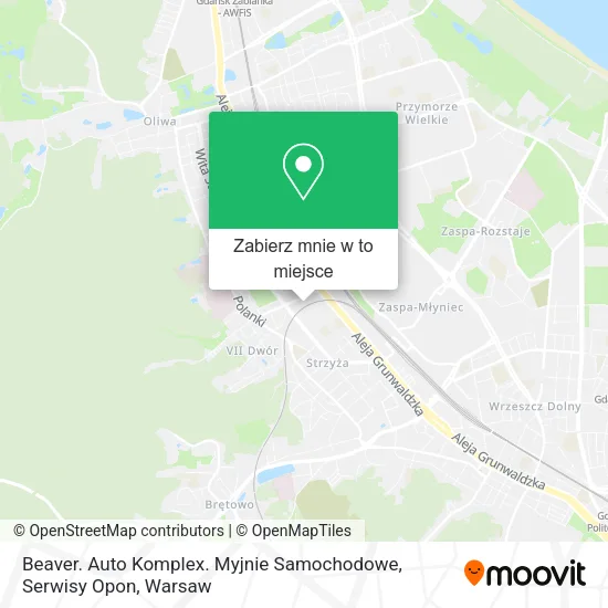 Mapa Beaver. Auto Komplex. Myjnie Samochodowe, Serwisy Opon