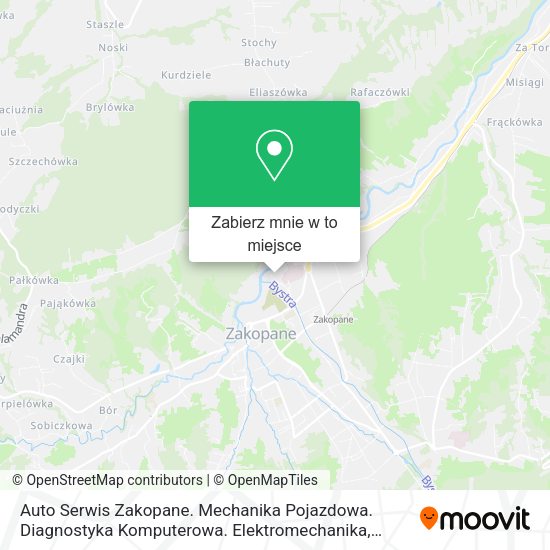 Mapa Auto Serwis Zakopane. Mechanika Pojazdowa. Diagnostyka Komputerowa. Elektromechanika